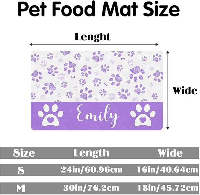 Personalized Dog Cat Mat with Name Photo Custom Placemat Feeding Mats for Food and Water Customized Non-Slip Waterproof Doormat for Bowls Outdoor Indoor Floors Gifts for Pet Owner