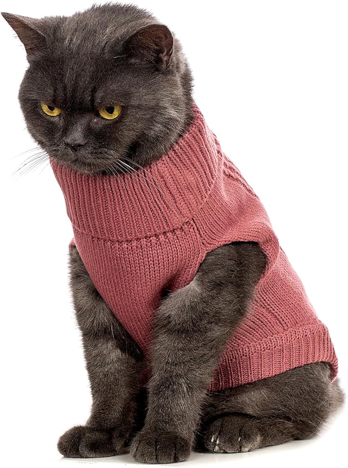 Stretchy Cat Sweater - 17 Colors & 6 Sizes | Snug Winter-Ready Knit for Boy/Girl Cats & Kittens(Maple Leaf Red, Small)
