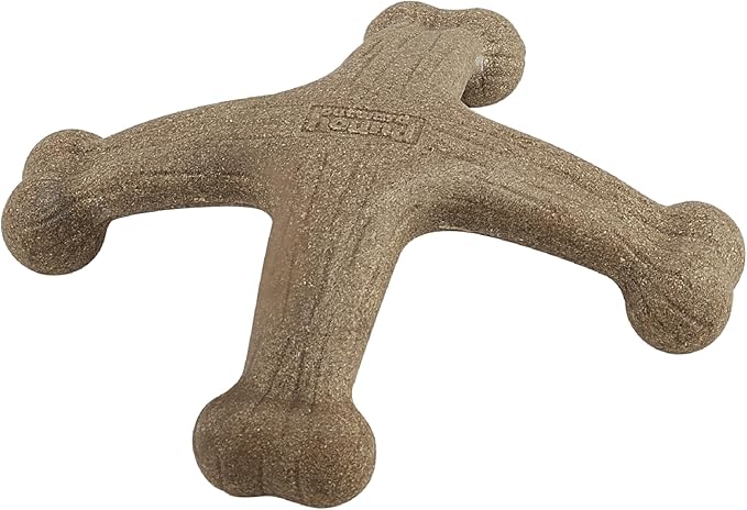 Outward Hound Pupstages Dogwood Jack Dog Chew Toy – Real-Wood Blend, Bacon Scented, 4 Chewable Ends, Moderate Chewers, Large, 7.5" x 2"