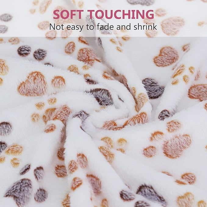Comsmart Dog & Cat Blankets - Soft Warm Fleece Throw Pet Blanket for Small, Medium, Large Dogs, Puppies, Kittens, Guinea Pigs - Paw Print Design (Brown/Pink/White, 1 Pack 3, 40 * 47in)
