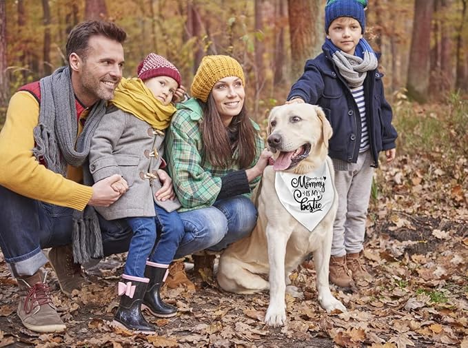 Dog Bandana, Mommy is My Bestie, Dogs Scarf Classical Printing, Dogs Scarf Accessories, Doggy Kerchief Pet Kerchief, Christmas Birthday Thanksgiving Doggy Gift B01