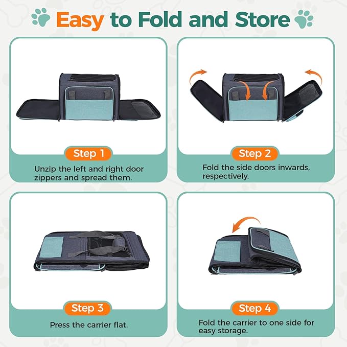 Cat Carrier for Airline Approved: Soft-Sided Cat Carrier Expandable for Small Dogs up to 15LBS - Pet Travel Bag for TSA Approved - Breathable for Airplane Camping Outdoor