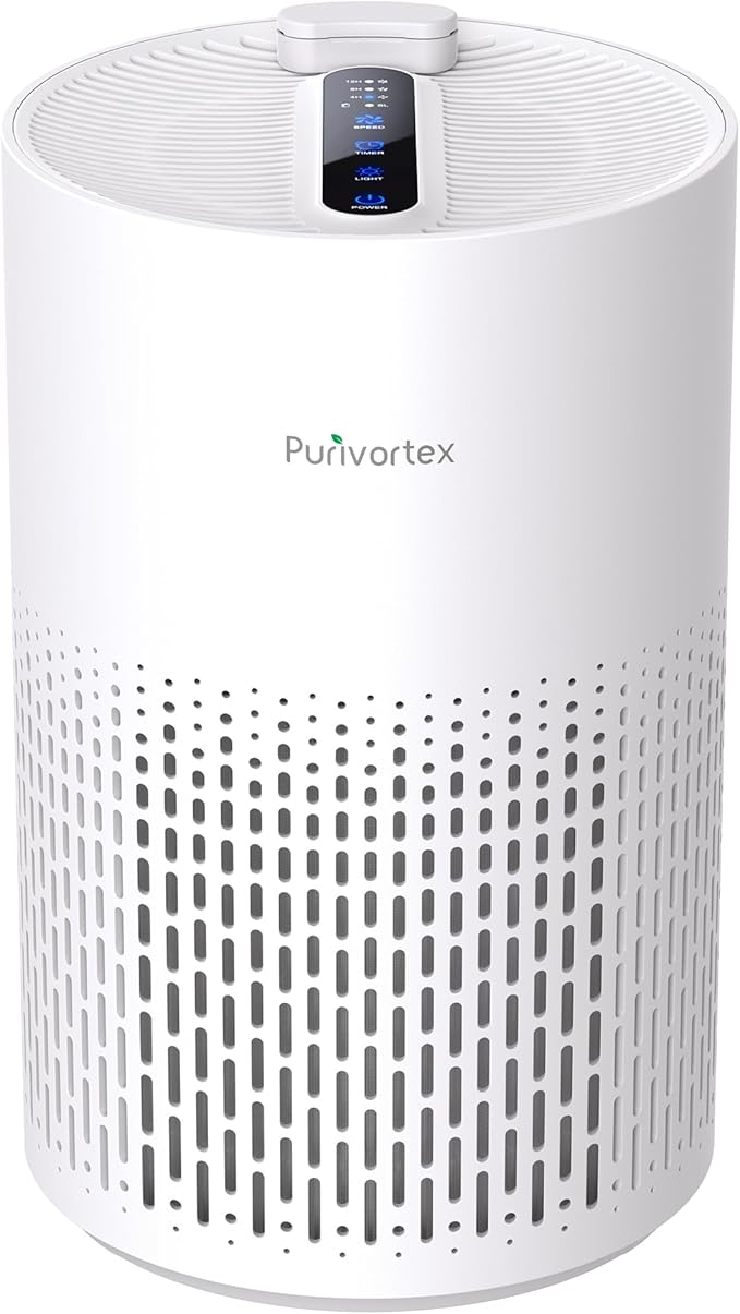 Purivortex Air Purifiers for Home, Quiet HEPA Air Filter for Pollen, Smoke, Dust, Pet Dander, Odor, Hair, Covers Up to 880 Sq Ft (Model: PX500 White with Fragrance Sponge)