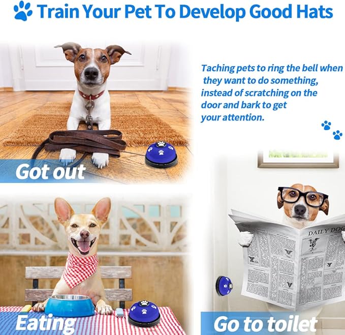 2 Pack Dog Doorbells, Pet Training Bells for Go Outside Potty Training and Communication Device Large Loud Dog Bell Cat Puppy Interactive Toys Adjustable Strap Door Bell