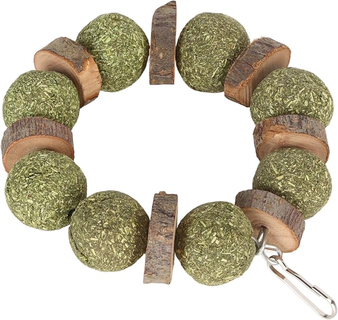 Wood and Straw Chew Toys, Edible and Non, Promote Teeth, Nutritious, for Small Animals Like Hamsters and Rabbits (Wooden Piece Round Ring)