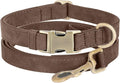 Genuine Leather Dog Collar - Adjustable Pet Collar with Quick Release Metal Buckle, Soft Skin Friendly Real Leather Collar for Small, Medium, Large Dogs (Dark Brown Collar + Rope, M：Fit 12-20" Neck)