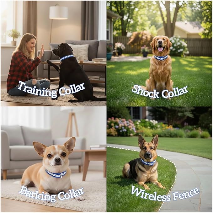Shock Collar Replacement Strap for Most Training Collar, 3/4 Inch Dog Collar Replacement for Wireless Fence and Bark, Waterproof Adjustable Reflective TPU E Collar Strap for Small Medium Large Dogs 2P