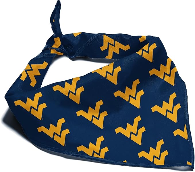 West Virginia Mountaineers Officially Licensed Bandana for Dogs and Cats | Fits Pets Great Gift Idea | Easy-to-Tie (Large, 28")