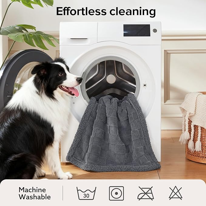 GASUR Waterproof Dog Blankets for Small Dogs, Dog Blanket for Couch Bed, Fleece Pet Blanket for Furniture Sofa Protector, Soft Puppy Throw Blankets for Crate Car Outdoor, Washable, 25"x35",Grey