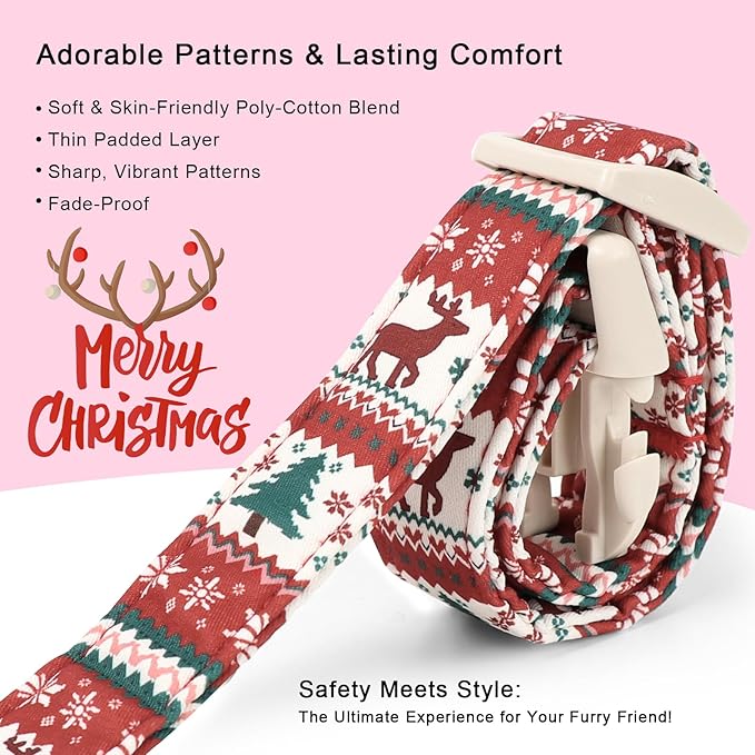 Christmas Dog Collar for Giant Large Dogs - Cute Fair Isle Style Christmas Collars for Dogs, Soft Adjustable Winter Holiday Dog Collars with Quick Release Buckle XL