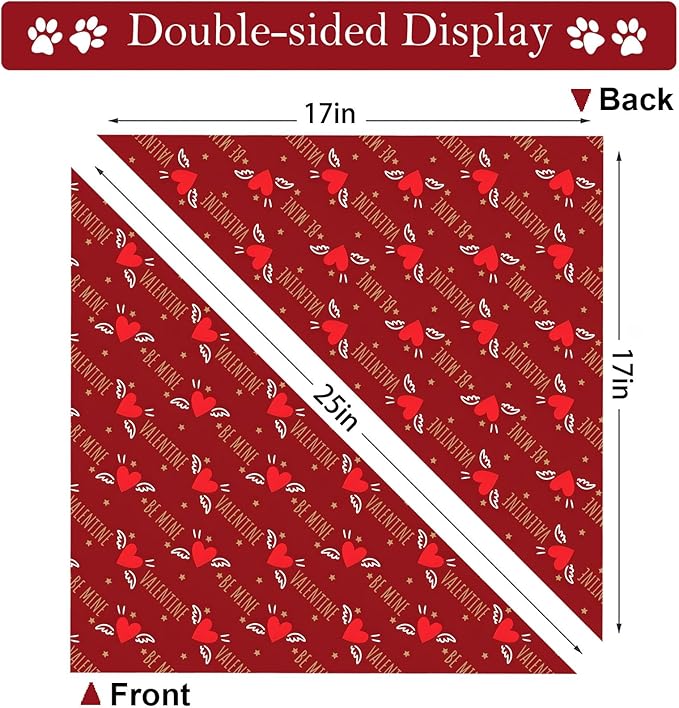 Heart Dog Bandana, 2 Pack Adjustable Holiday Party Birthday Pets Heart Bandana Triangle Bibs Cat Scarf Set
