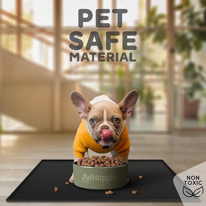 Dog Food Mat - 28x18 Raised Edges Dogs Mat for Food and Water Prevent Spill, Waterproof Cat Food Mats Protect Floors, Easy Clean Dog Bowl Mats for Food and Water, Silicone Pet Feeding Placemats
