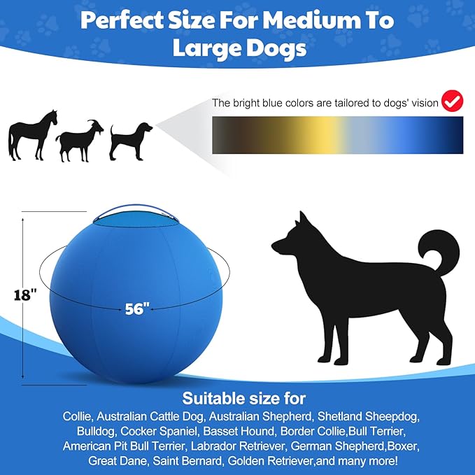 Happypaw 18'' Herding Ball for Dogs – Enhanced Chew Resistance & Heavy-Duty Material,Durable Dog Toy Agility Equipment for Australian Shepherds, Cattle, Border Collies, and Small/Medieum Breed