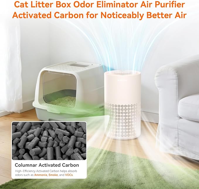 AIRROMI Air Purifier for Bedroom with A2001 Creamy Beige