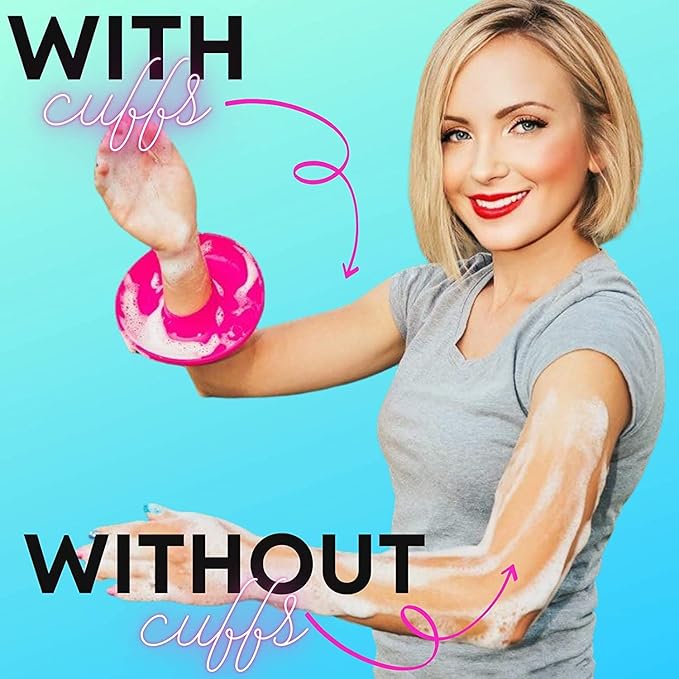 BaR-K Patented Drip Catcher Cuffs - Stops Soap & Water from Running Down Arms While Washing Face, Stay Dry and Clean - Face Wash Wristbands for Spa, Pink Set of 2