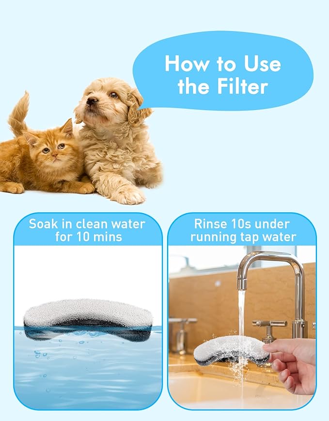 NPET WF100 Cat Foutain, 54oz/1.6L Automatic Pet Water Fountain Dog Water Dispenser with 2 Flow Modes, Bottom Suction LED Light Quiet Pump for for Cats & Small Dogs