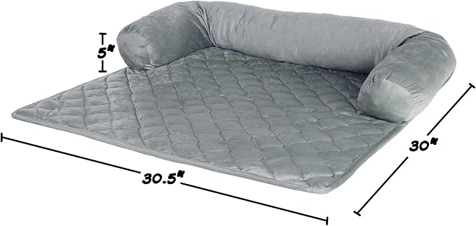 Couch Cover for Dogs - 30x30.5 Water-Resistant Pet Furniture Protector with Memory Foam Bolster and Quilted Fabric - Pet Supplies by PETMAKER (Gray)