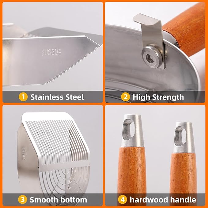 Stainless Steel Metal Cat Litter Scoop with Holder, Small Broom & Dustpan - Durable, Anti-Break Handle, Dual-Width Holes for Quick Clean