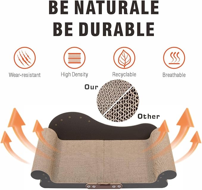 Sofa Shaped Cat Scratching Board,26.6" Extra Large Scratcher Bed for Large Cat Multi-Cats, Scratch Boards Lounge Bed,Cat Couch Furniture Protector (Black)