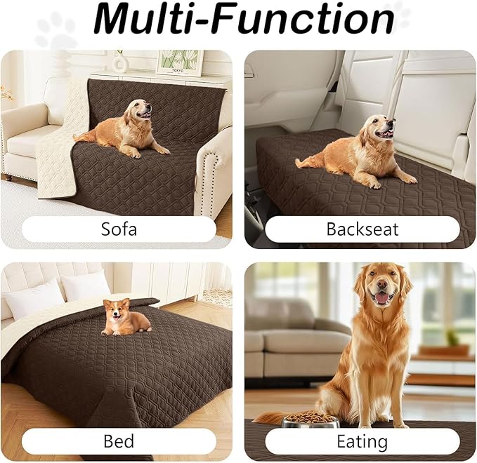 hyha Waterproof Dog Bed Blanket, Soft Pet Blankets, Waterproof Couch Cover for Dogs, Reversible Sofa Covers Washable for Furniture (40x90 Inch, Chocolate/Beige)