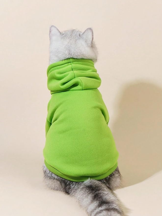 QWINEE Basic Dog Hoodie Sweatshirt Puppy Sweater Warm Cat Costumes Pet Clothes for Chihuahua Puppy Kitten Small Medium Dogs Green Medium