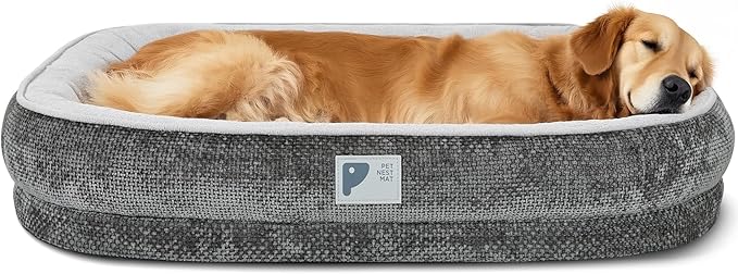Dog Beds Large Sized Dog,Orthopedic Bed with Removable Cover&Non-Slip Bottom Couch Bed with Four-Sided Bolster Grey L