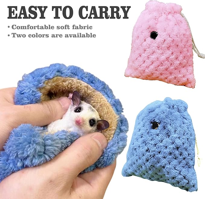 Sugar Glider Bonding Pouch Carrier Bag, Small Animals Sleeping Pouch Bag with Breathable Vent and Drawstring, Portable Travel Bag for Sugar Glider Rat Squirrel Guinea Pig Birds Parrot (Pink)