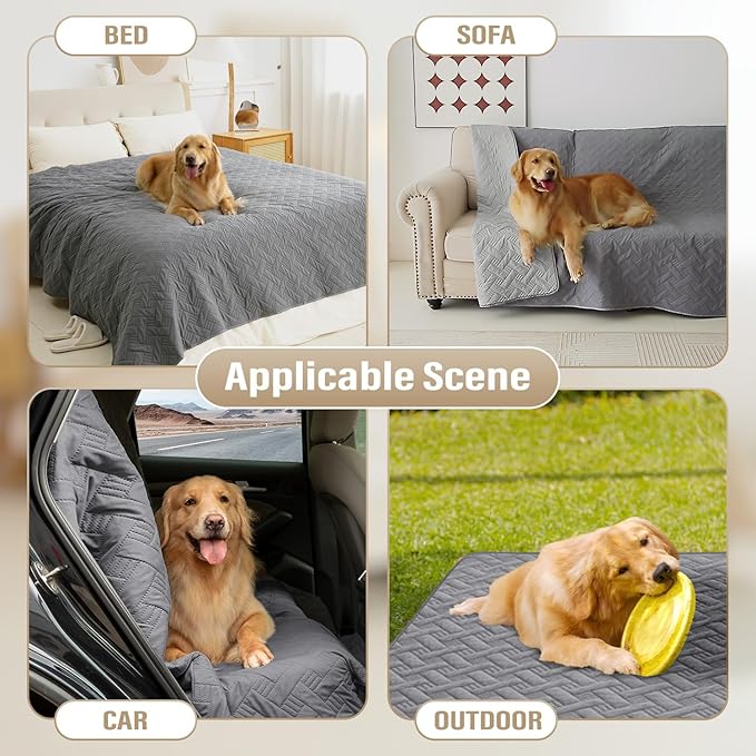 BOCTOPUG Dog Bed Cover for Pets Blankets Rug Pads for Couch Protection Waterproof Bed Covers Dog Blanket Furniture Protector Reusable Changing Pad (Dark Grey+Light Grey, 82"x102")