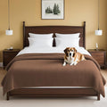 H.VERSAILTEX Plush Chenille Couch Cover for Dogs Pets Blanket for Bed Anti-Slip Soft and Durable Furniture Protector for Small Medium Large Cats Washable (52" x 82", Caramel)