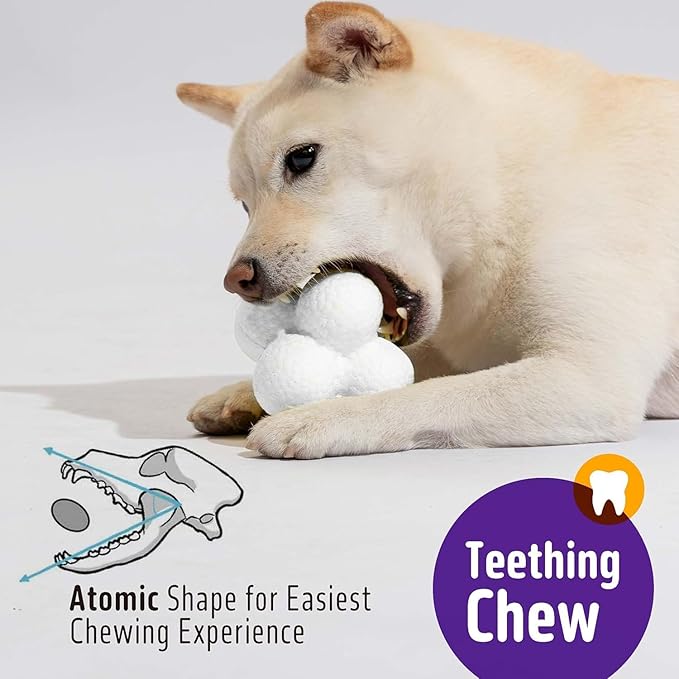 3.9'' Dog Balls Tennis Ball for Aggressive Chewers, Atom Teething Balls Dog Chew Toys for Large Medium Small Dogs and Puppies, 3 Pack
