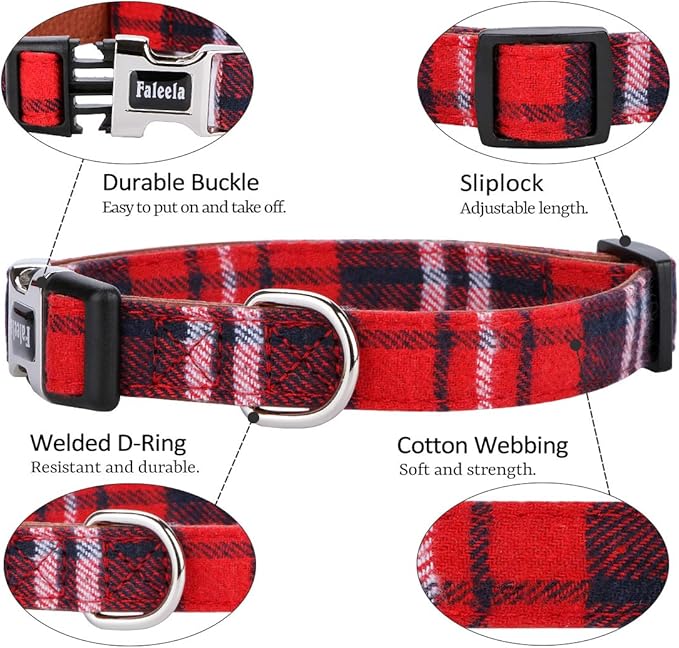 Faleela Soft &Comfy Bowtie Christmas Dog Collar,Detachable and Adjustable Bow Tie Collar,for Small Medium Large Pet (L, Red)