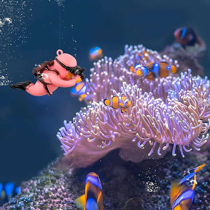onesimcr Floating Fish Tank Decorations, Aquarium Decorations, Lovely Diver Fish Tank Decorations, Floating Device Fish Tank Accessories，Suitable for All Kinds of Fish Tanks(Pink)…
