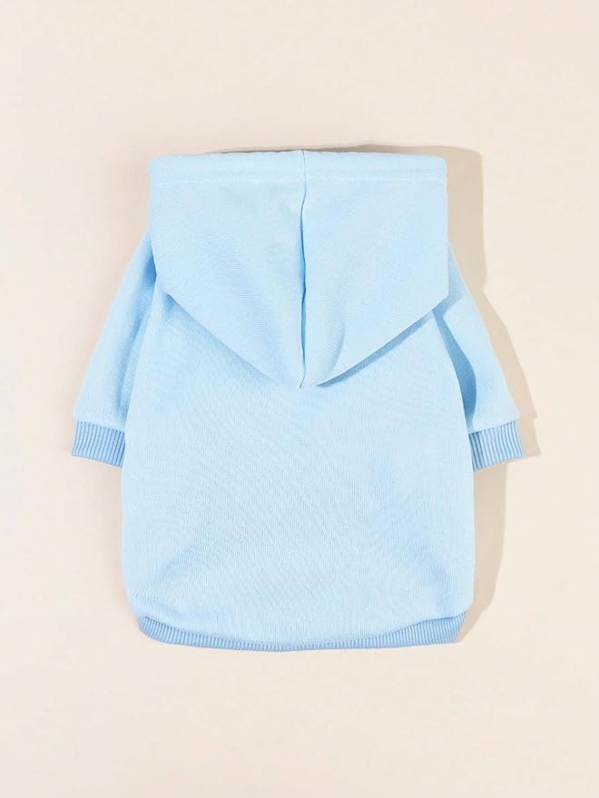 QWINEE Basic Dog Hoodie Sweatshirt Puppy Sweater Warm Cat Costumes Pet Clothes for Chihuahua Puppy Kitten Small Medium Dogs Light Blue Small