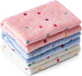 1 Pack 3 Blankets Super Soft Fluffy Premium Fleece Pet Blanket Flannel Paw Printed Throw for Dog Puppy Cat (Small 23x16'', White, Pink, Blue)