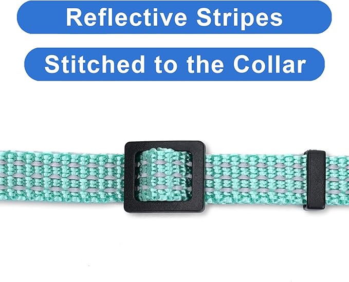 Pawtitas Reflective Teal Cat Collar with Safety Buckle and Removable Bell for Kitten and Cats