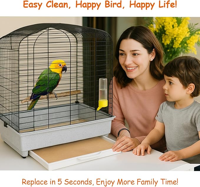 30PCS Bird Cage Liners - 13.8x13.8 Inch Leak-Proof Disposable Tray Pads for Parrots, Parakeets, Cockatiels, Lovebirds | Easy-Clean Cage Bottom Paper | Customizable Size