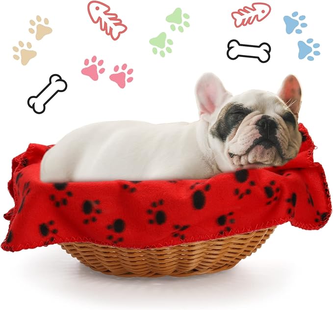 Yesland 20 Styles Dog Cat Fleece Blankets Puppy Blanket, 23.6 X 27.6 Inch Small Soft Fleece Fabric Dog Cat Blankets Pet Blanket with Paw Prints for Kitten, Puppy, Small Animals, Multiple Colors