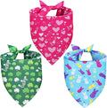 Valentines Dog Bandana St Patricks Day and Easter Dog Bandana Small 3PCS, Colorful Scarf for Boy and Girl, Triangle Reversible Bibs.