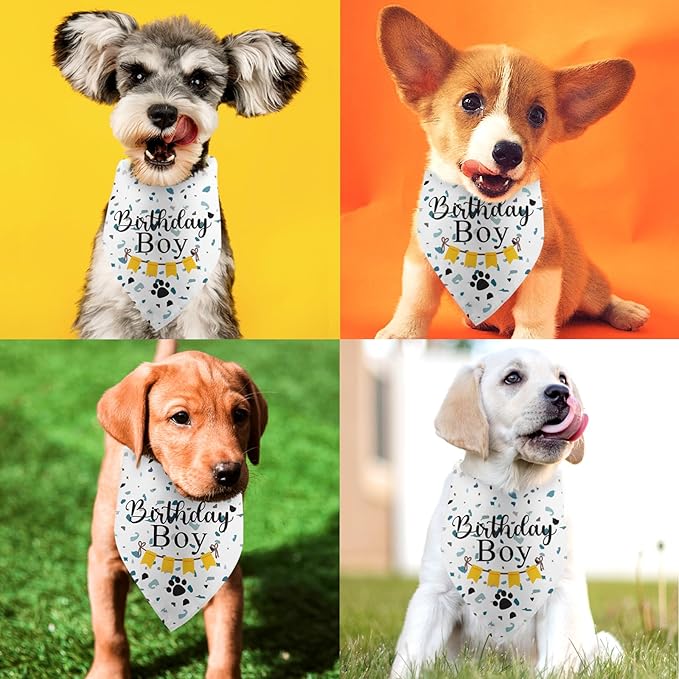 Dog Bandana for Birthday Party Supplies Puppy Pet Bandanas Boy Happy Birthday Dog Pet Scarf Accessories for Dogs Lovers