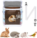 Guinea Pig Carrier with Water Feeder, Small Animal Hamster Carry Pouch with Ventilated Design and Clear Window, Chinchilla Travel Carrier for Bird Parrot Guinea Pigs Pet Transportation