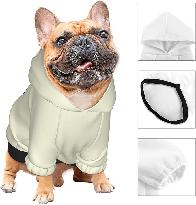 Custom Dog Hoodie Soft & Warm Design Your Own Personalized Photo Text Logo Name Dog Clothes for Puppy Sweatshirt Hooded for Small Medium Large Dogs Girl/Boy Cats LightYellow