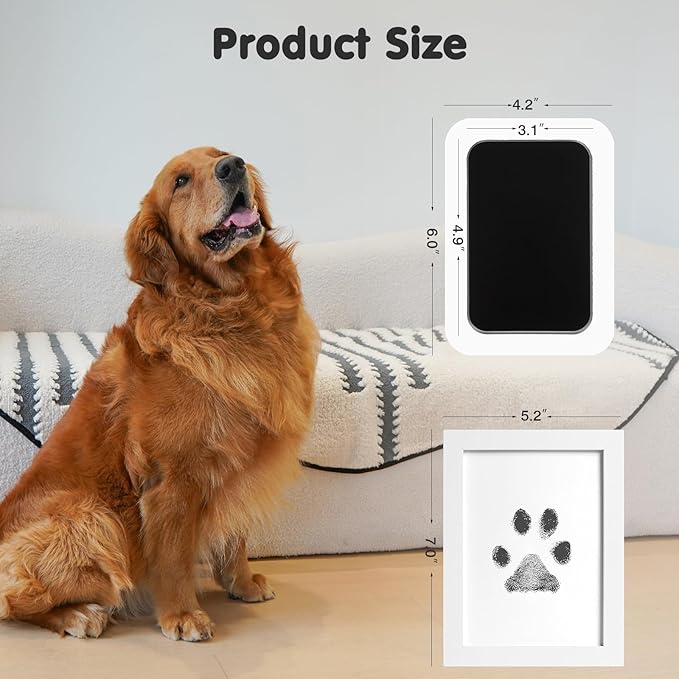 Inkless Paw Print Kit for Dogs,Cats & Babies - Clean Touch Dog Nose & Baby Handprint Kit,Mess Free Dog Paw Print Kit,4-Pcs Ink Pads & 2 Wooden Frames - Keepsake Gifts for Pet Lovers,New Moms