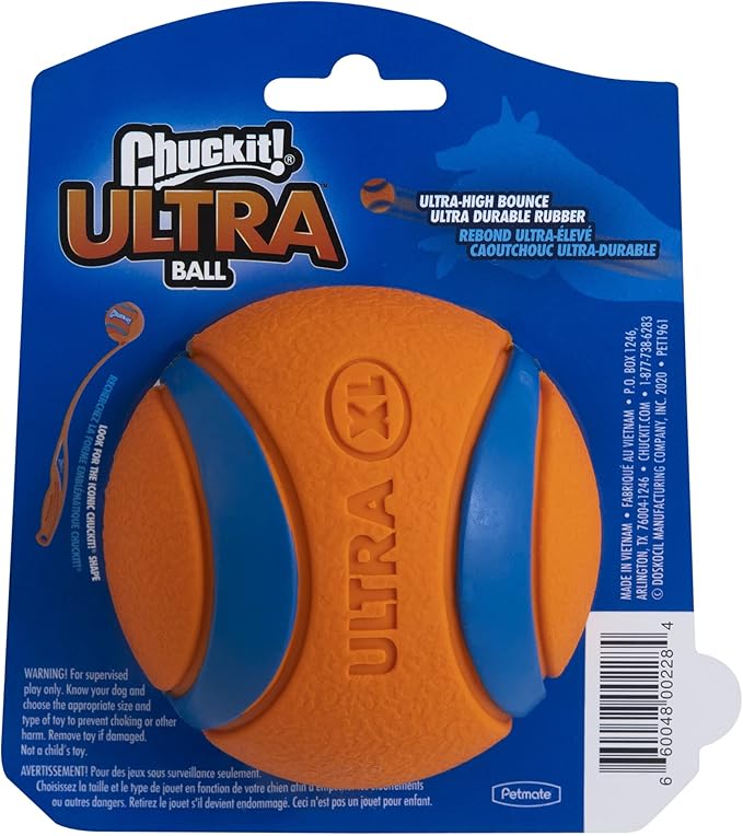 Chuckit! Ultra Ball Dog Toy - Size XL - for Dogs 100+ lbs - Made from Durable Rubber - Super Bouncy - Floats in Water - 3.5-inch Diameter -,1 Count (Pack of 2)