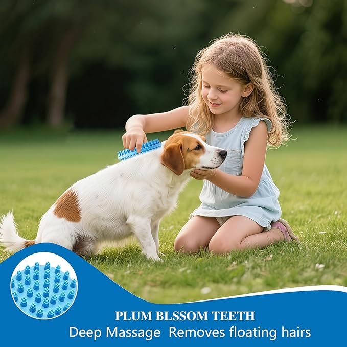 Lilpep Dog Brush - 2-in-1 Double Sided Bath & Massage Brush for Dogs, Pet Shampoo Scrubber, Gentle Hair Cleaning Tool, Soft Rubber Grooming Brush for Short/Long Haired Puppies