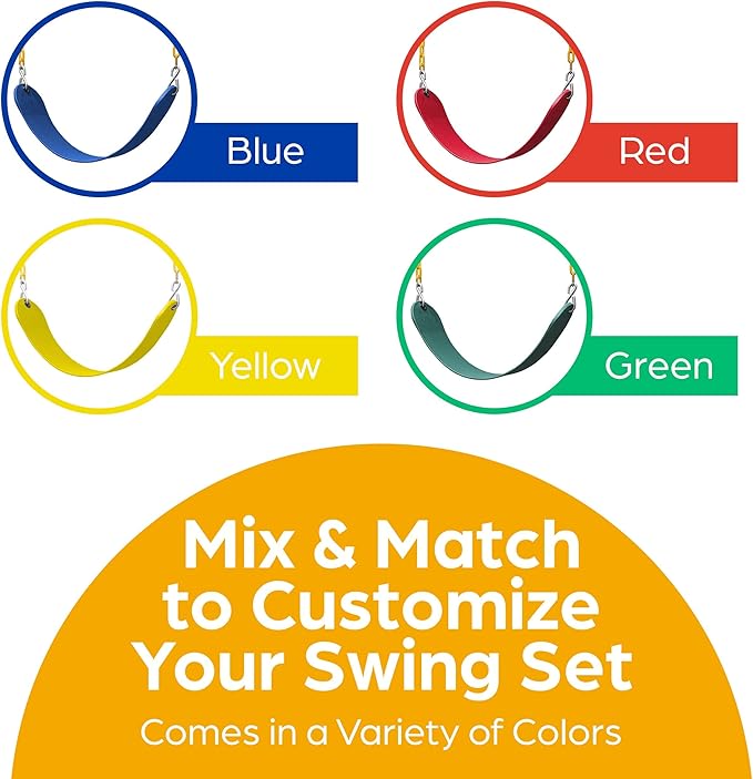 Jungle Gym Kingdom Swing for Outdoor Swing Set - Pack of 1 Swing Seat Replacement Kit with Heavy Duty Chains - Backyard Swingset Playground Accessories for Kids (Yellow)