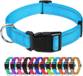 TagME Reflective Nylon Dog Collars, Adjustable Classic Pet Collar with Quick Release Buckle for Extra Large Dogs, Sky Blue, 1¼" Width