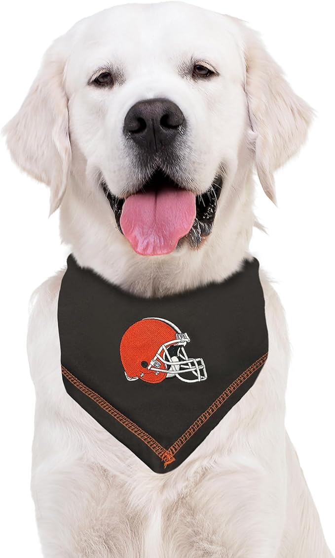 Pets First NFL Cleveland Browns TIE Bandana, Size Large/X-Large. Dog Bandana Scarf Bib for Pet Cat Dog. The Ultimate Game-Day, Party Bandana