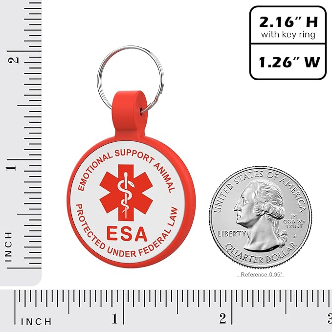 ESA Dog Tag, QR Code Dog Tag, Modifiable Free Pet Online Profile, Scannable QR Code, Scan QR Send Instant Location Alert Email, Silicone Lightweight ID Tag for Dog and Cat (Red, Regular)