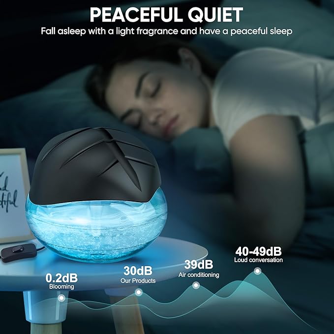 Water Based Air Purifier for Home with Essential Oil Diffuser and Humidifier Function, Rainbow Air Washer with LED Night Light, Freshener for Smoke and Pet Odors, Includes 6x10ml Essential Oils
