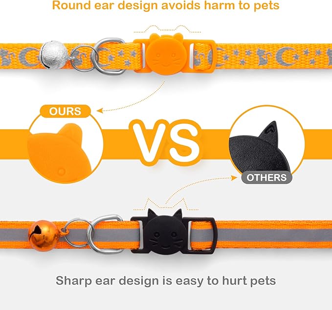 LLHK 2 Pack Breakaway Cat Collars & 2 Pcs Name Tags,Reflective Safety Kitten Collar with Bell,for Girl Boy Male Cats,Adjustable 7''-12'', Personalized ID Tag,Pet Supplies,Accessories